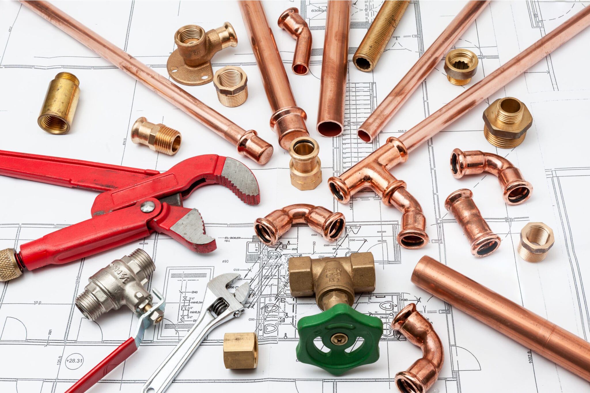 Copper pipe fittings and plumbing parts for North Fort Myers, Florida repairs