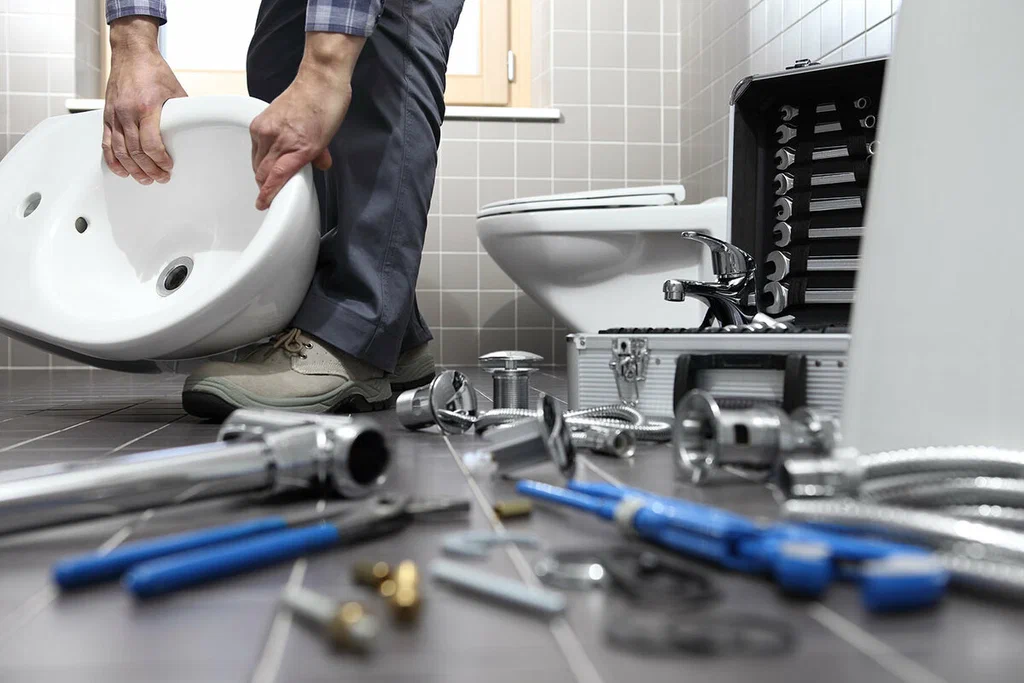 Plumbing tools prepared for a bathroom repair in North Fort Myers